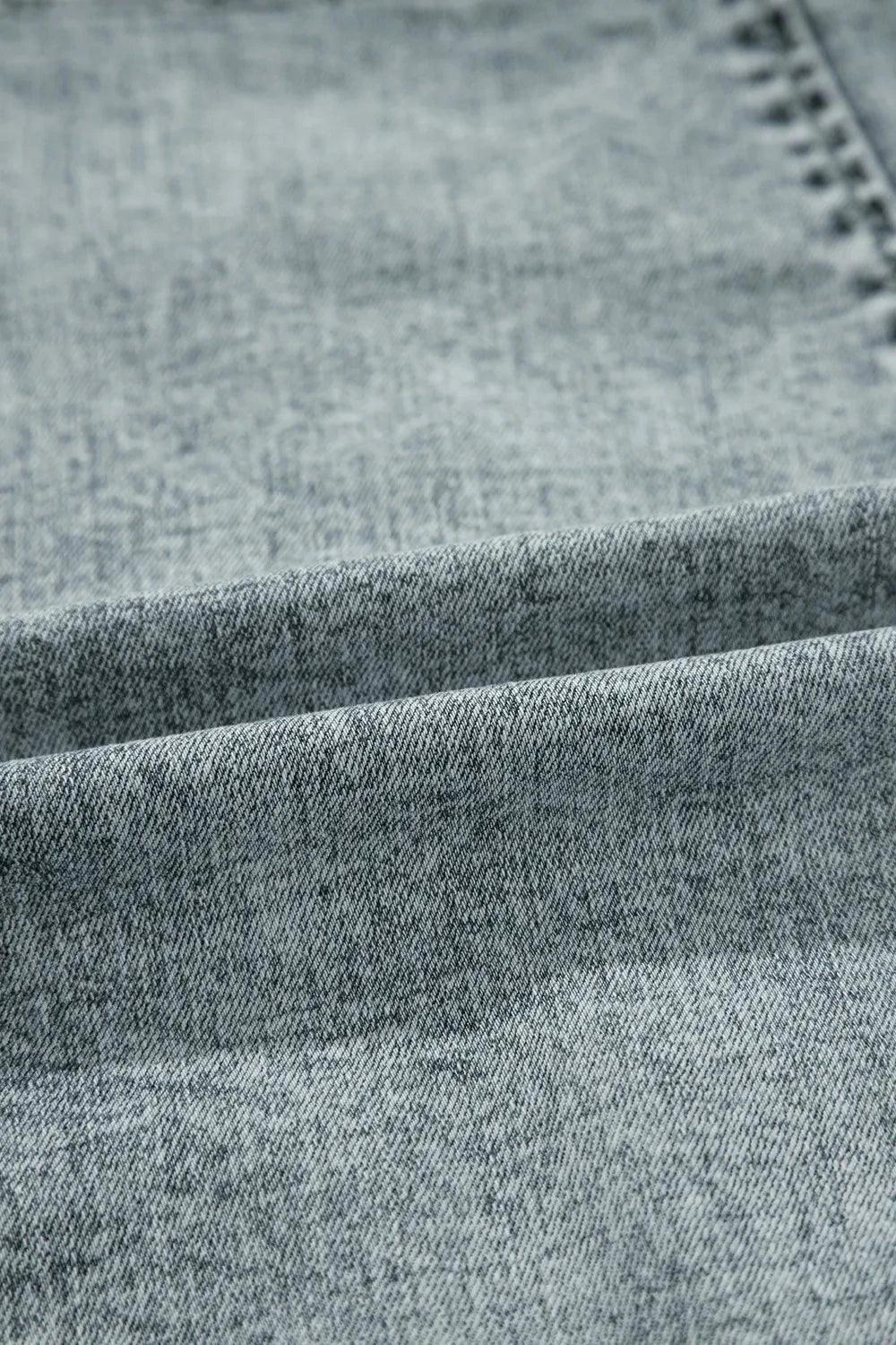 Back Zipped Mini Cami Denim Dress - VILLA FASHION