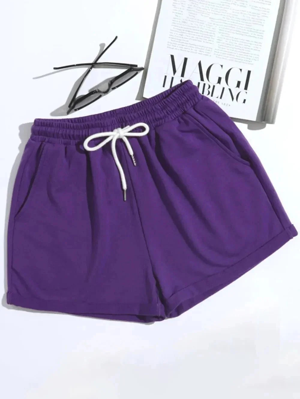 Drawstring Shorts with Pockets - VILLA FASHION