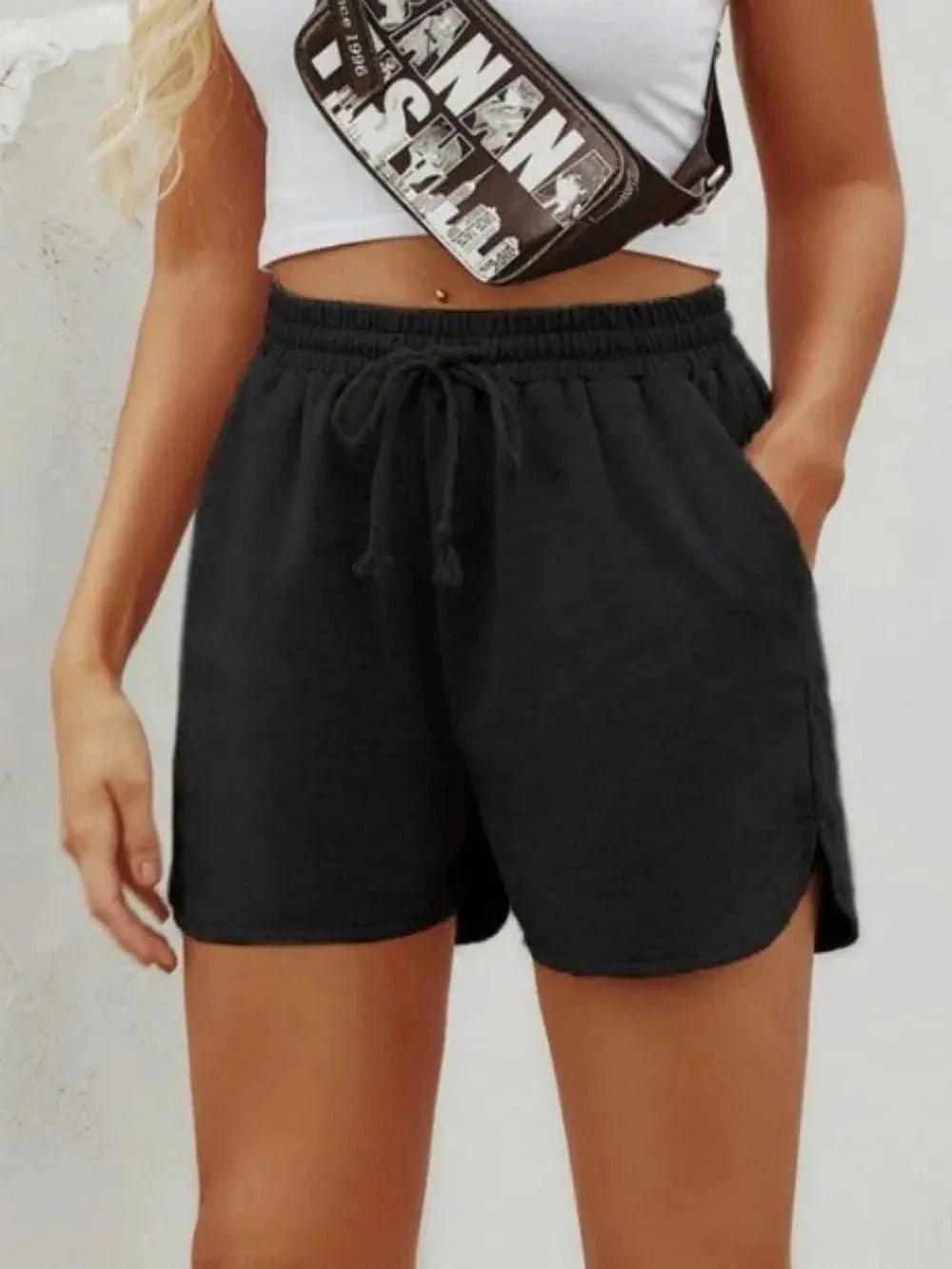 Drawstring Shorts with Pockets - VILLA FASHION