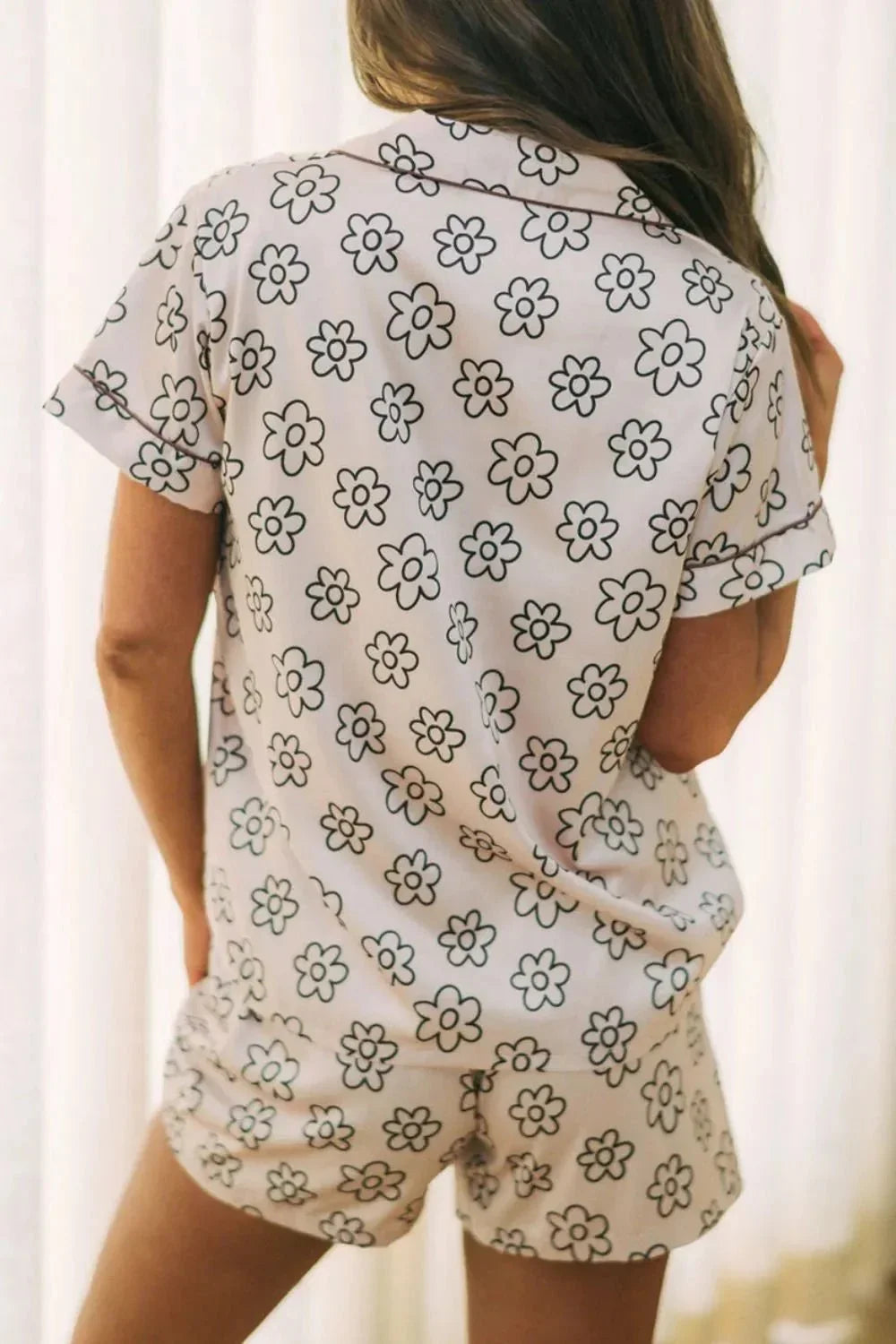 Flower Printed Top and Shorts Lounge Set - VILLA FASHION