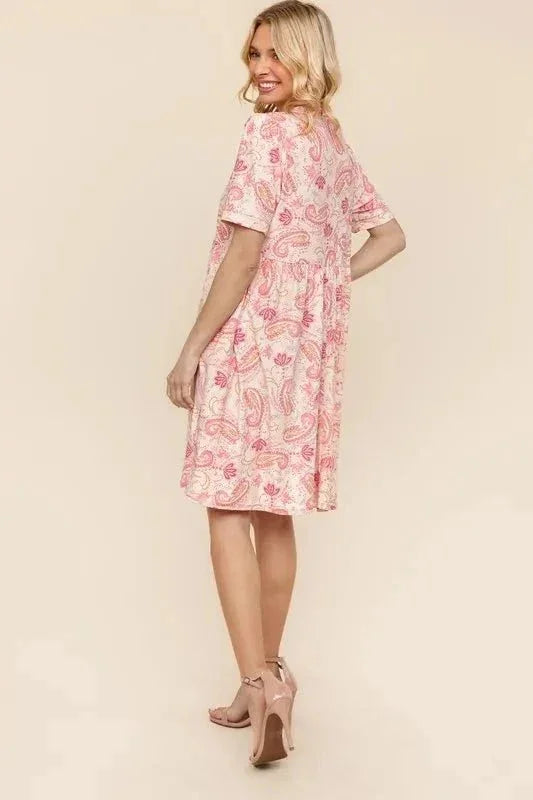 Haptics Fit and Flare Paisley Print Knit Dress - VILLA FASHION