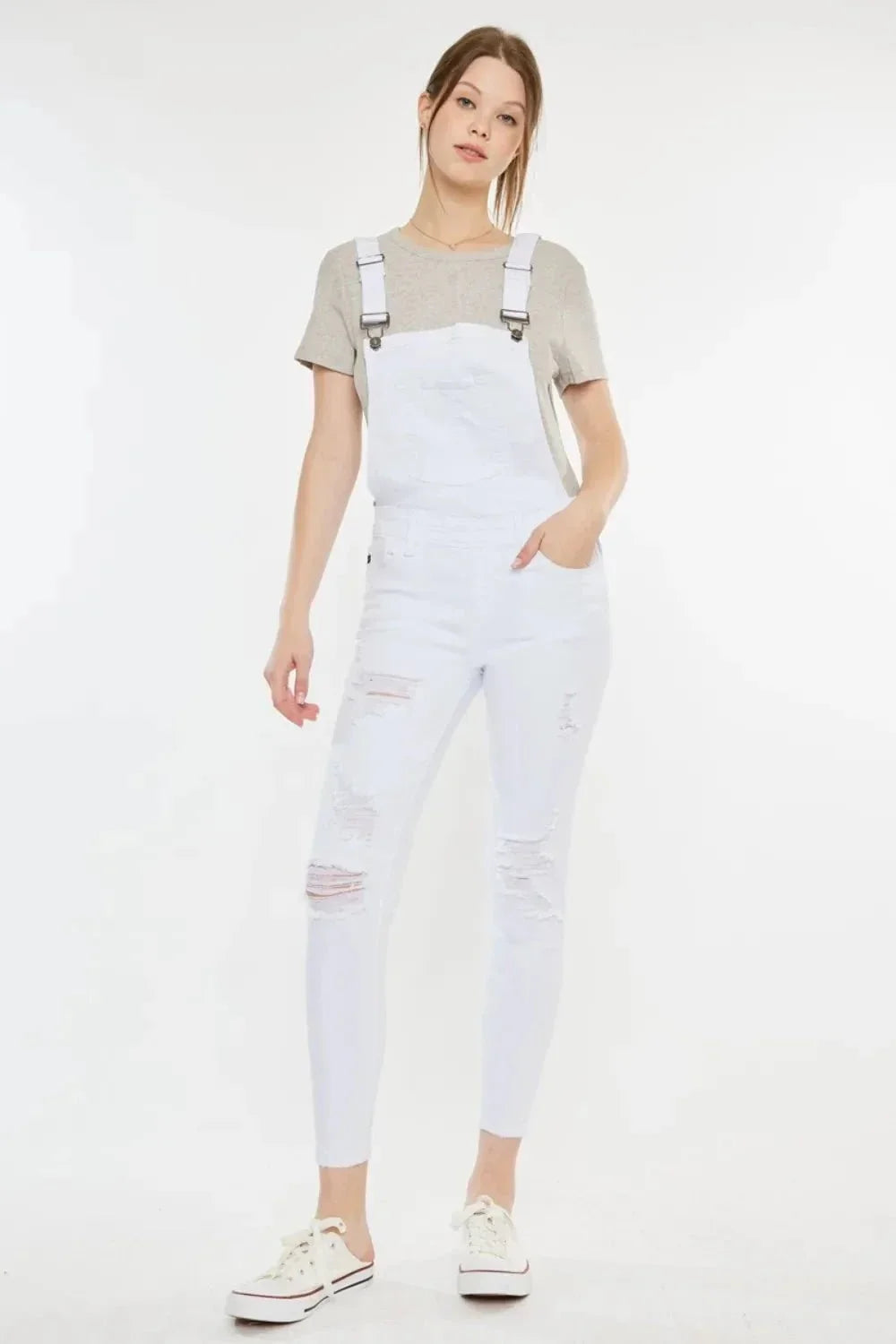 Kancan Distressed Skinny Denim Overalls - VILLA FASHION