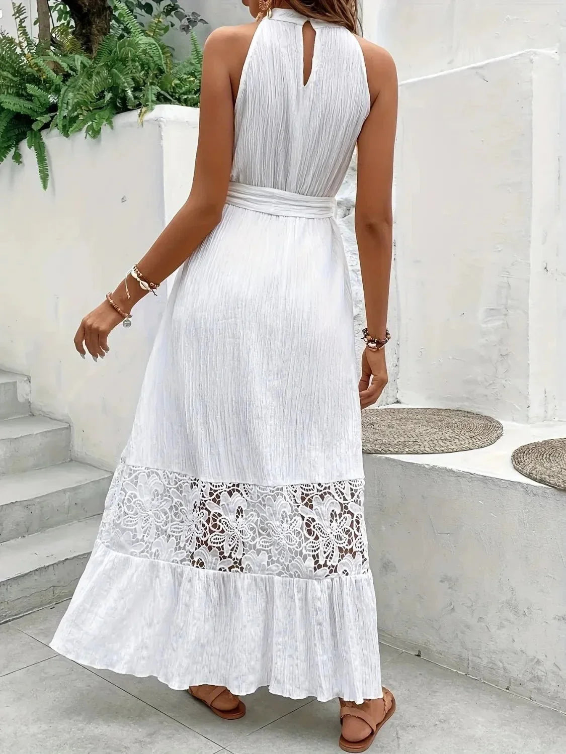 Lace Detail Sleeveless Maxi Cami Dress - VILLA FASHION