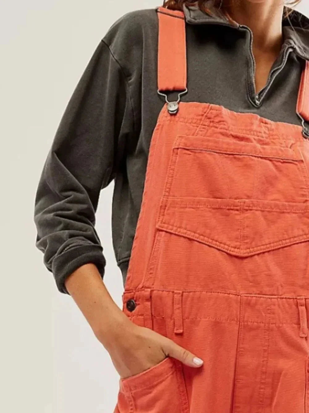 Pocketed Wide Strap Denim Overalls - VILLA FASHION