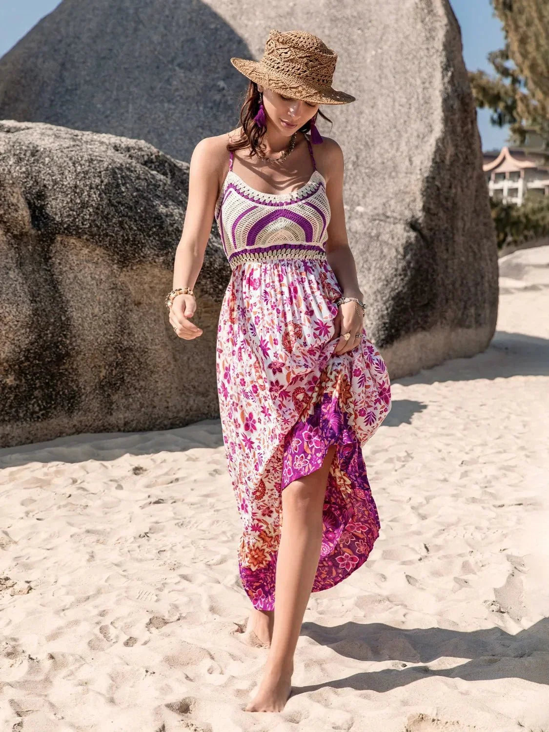 Printed Scoop Neck Cami Dress - VILLA FASHION