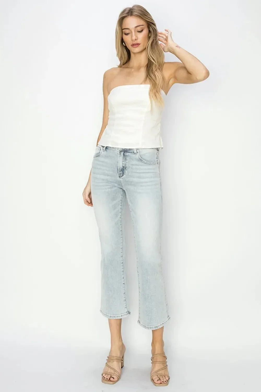 RISEN Full Size Mid Rise Cropped Flare Jeans - VILLA FASHION