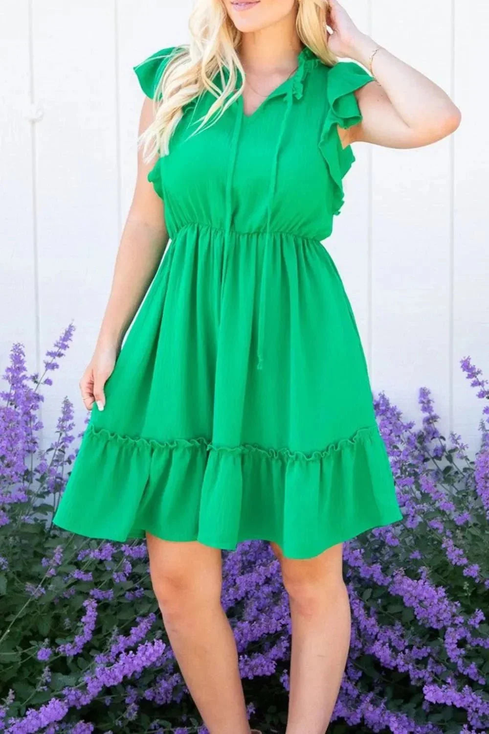 Ruffled Sleeveless Mini Dress - VILLA FASHION