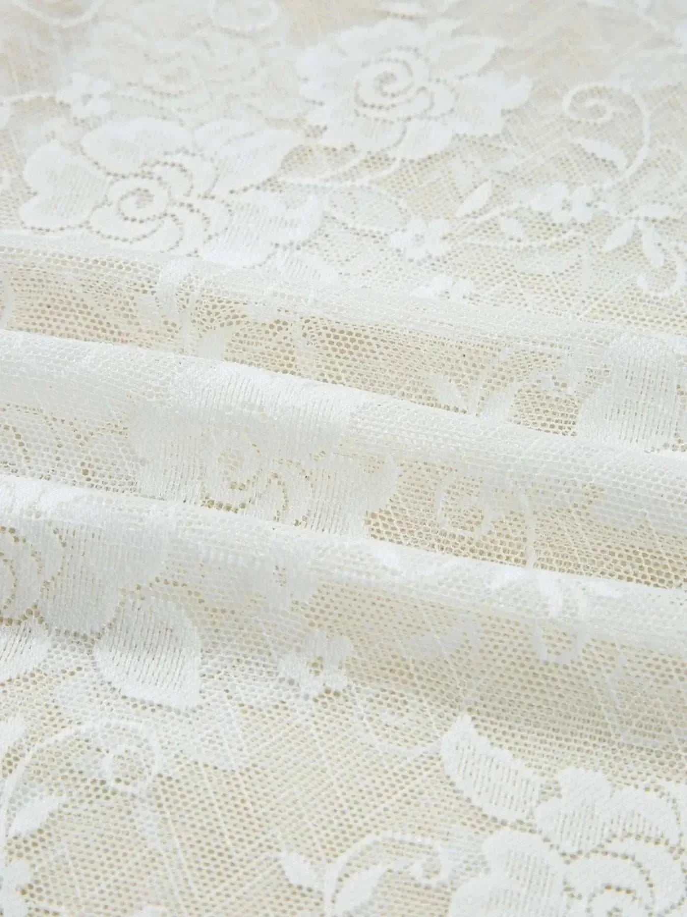 Sheer Floral Lace Mesh Mock Neck Long Sleeve Top - VILLA FASHION