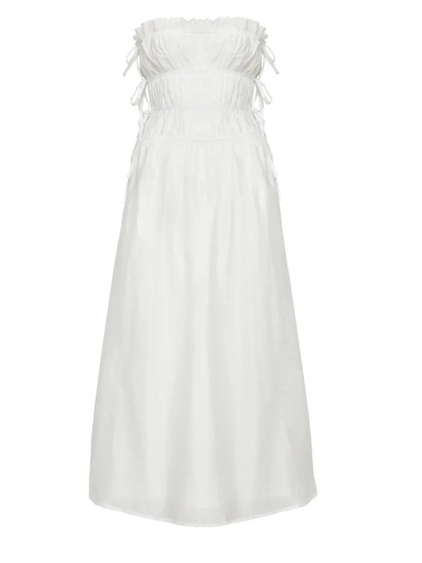 Strapless Smocked Mini Dress with Asymmetric Hem - VILLA FASHION