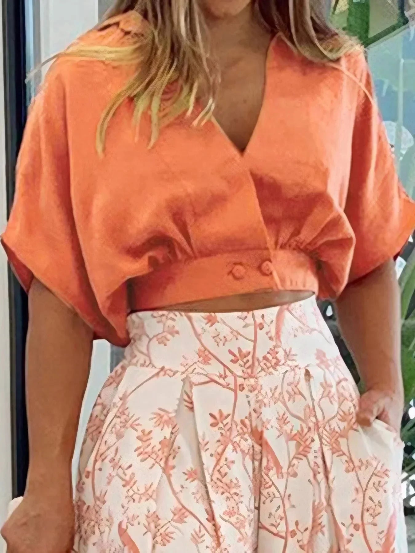 Surplice Top and High Waist Pants Set - VILLA FASHION