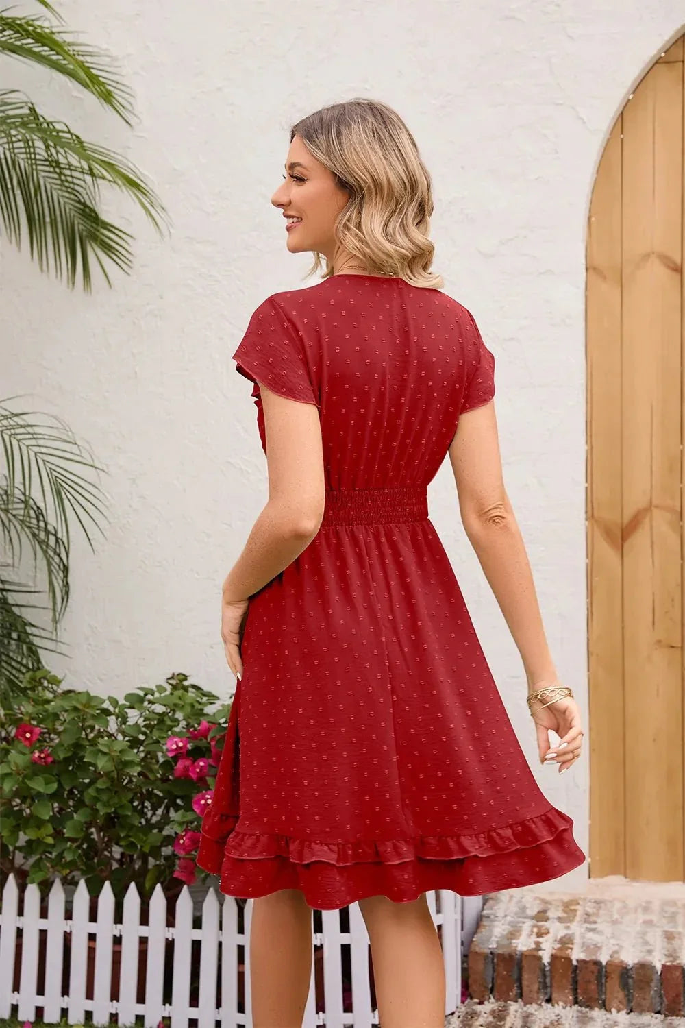 Swiss Dot Cap Sleeve Dress - VILLA FASHION