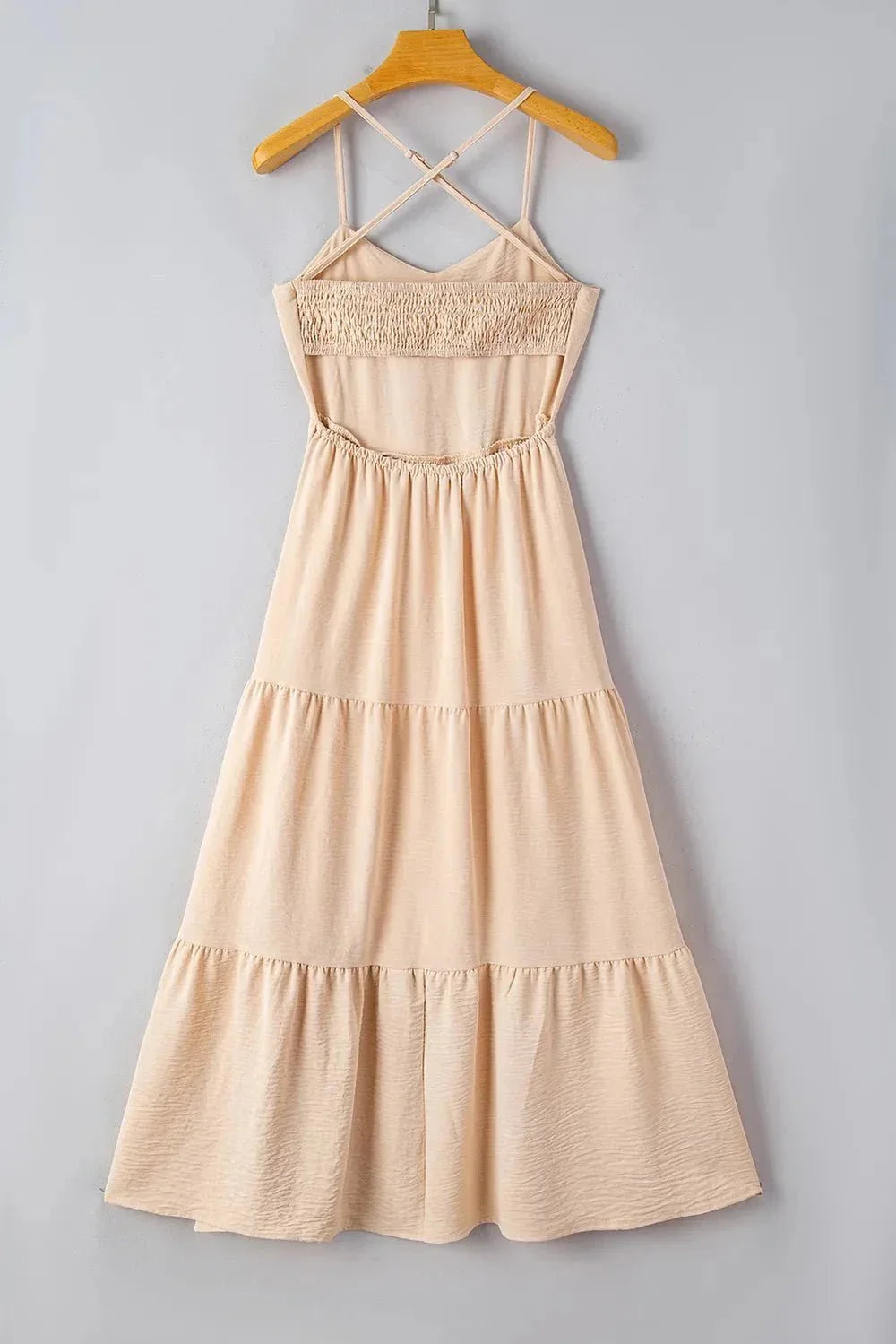 Tiered Crisscross Spaghetti Strap Dress - VILLA FASHION