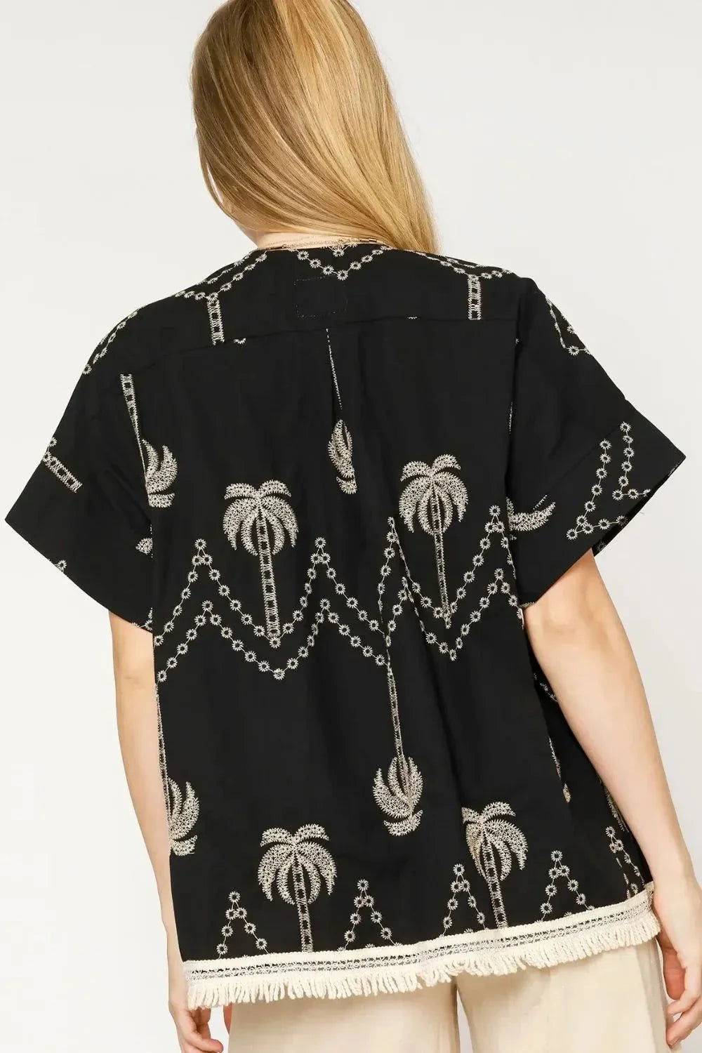 Umgee Open Front Embroidered Fringe Kimono - VILLA FASHION