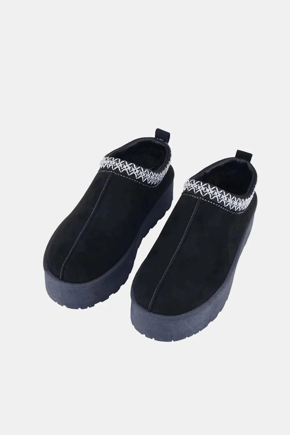 Weeboo Platform Embroidered Trim Slip - On Boots - VILLA FASHION