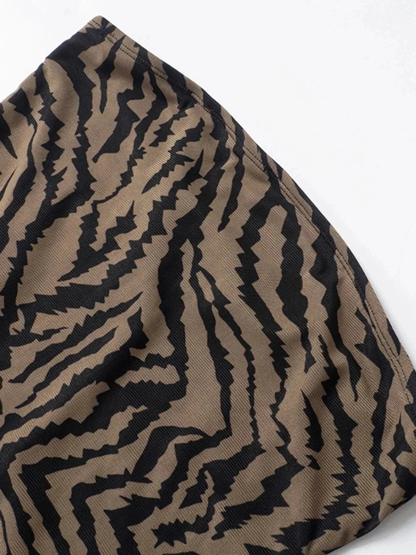 Zebra Print Maxi Dress with Side Slit - VILLA FASHION