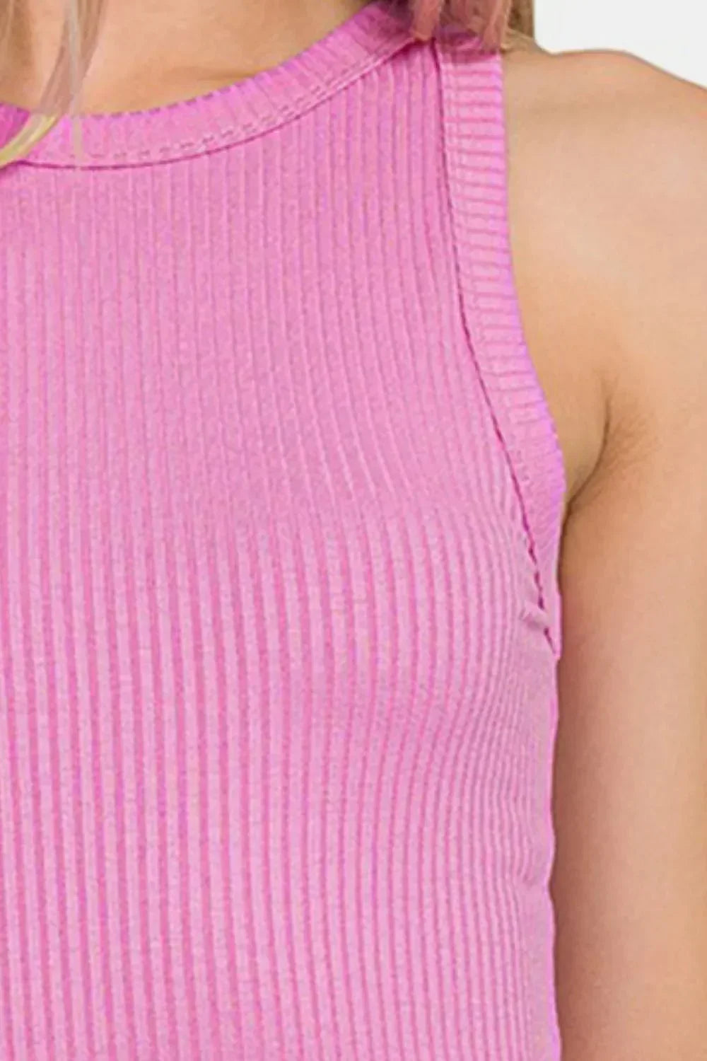 Zenana Ribbed Crew Neck Tank - VILLA FASHION