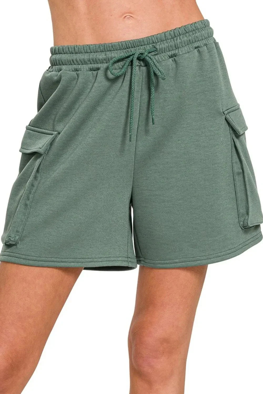 Zenana Scuba Thigh Pocket Shorts - VILLA FASHION