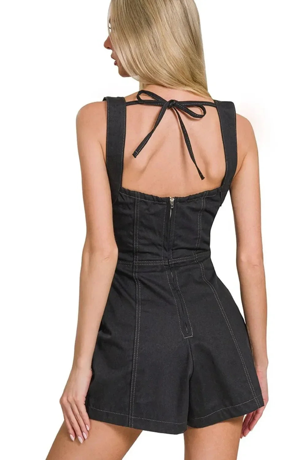 Zenana Tie Back Romper - VILLA FASHION
