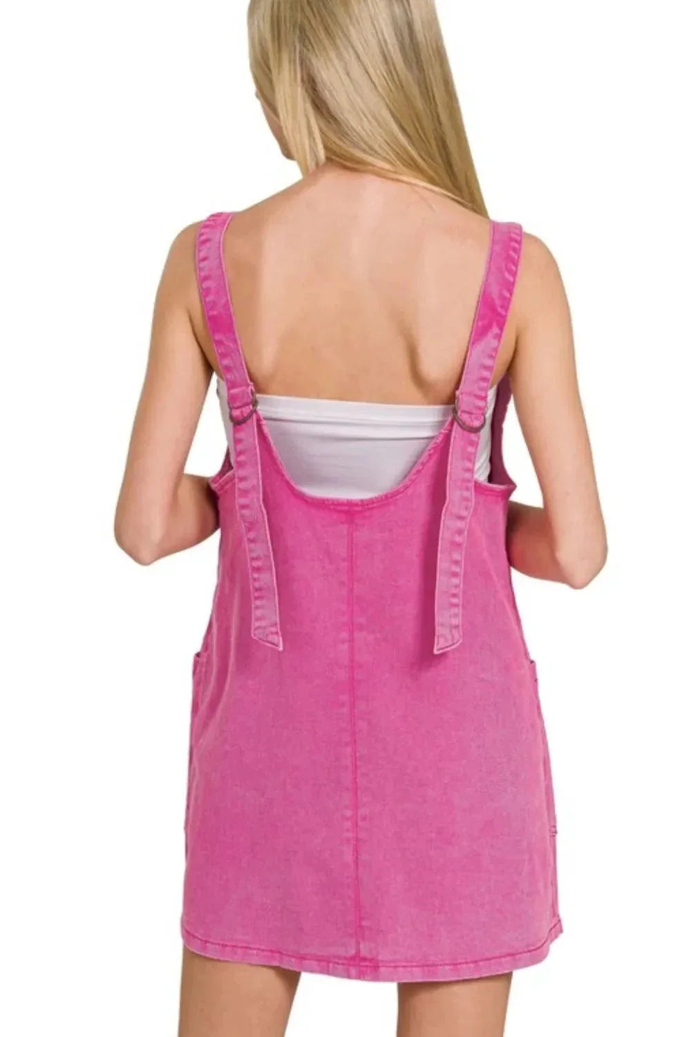 Zenana Washed Adjustable Strap Denim Overall Dress - VILLA FASHION