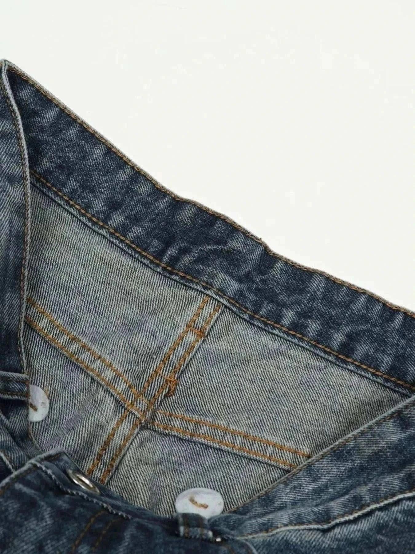 Men's wide leg jeans with cat's whisker washed design and slight stretch in cotton blend fabric