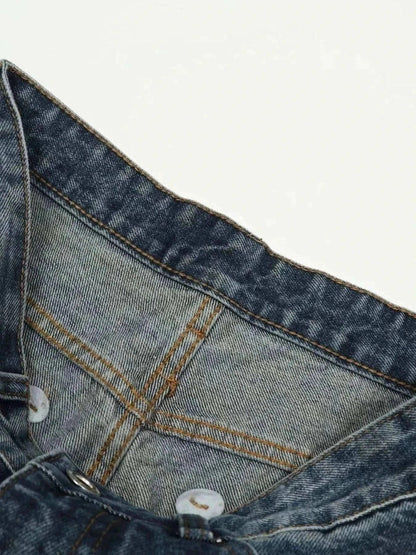 Men's wide leg jeans with cat's whisker washed design and slight stretch in cotton blend fabric