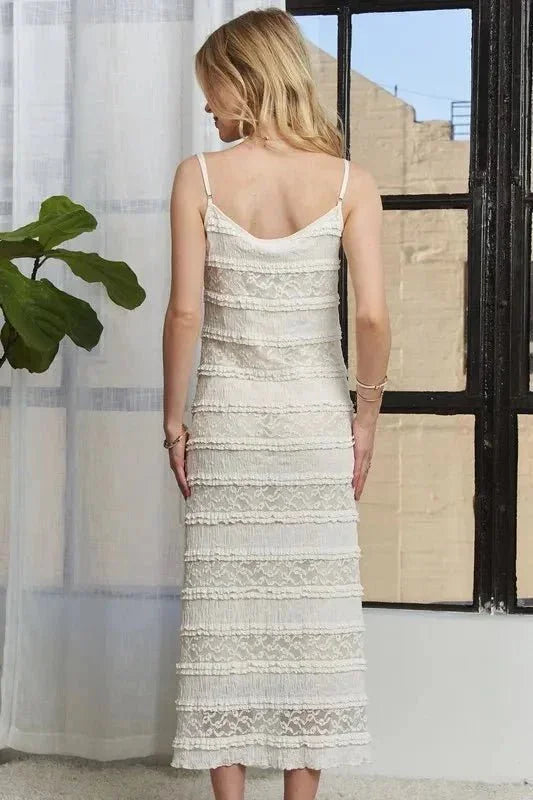 ADORA Lace Scoop Neck Midi Cami Dress - VILLA FASHION