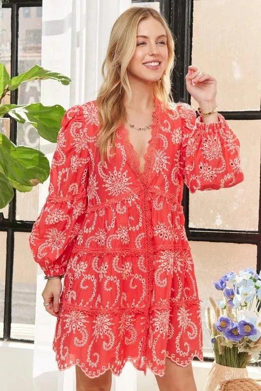 ADORA Puff Sleeve Floral Dress - VILLA FASHION