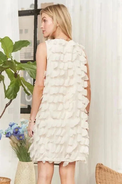 ADORA Sleeveless Shift 3D Petal Dress - VILLA FASHION