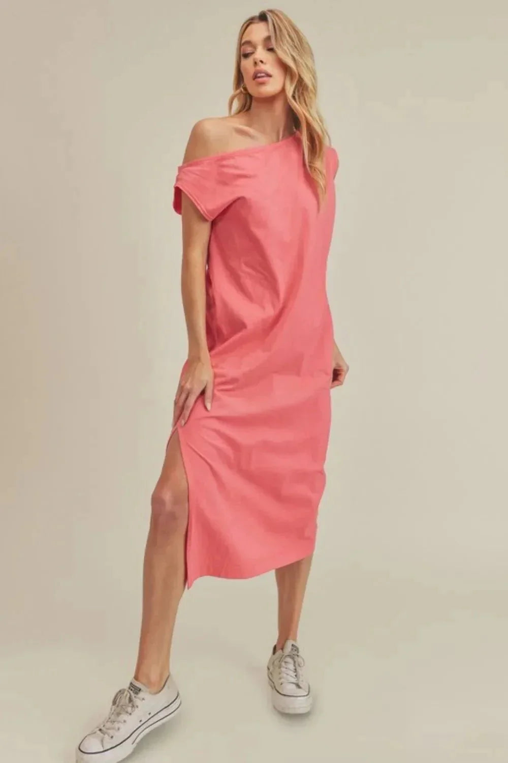 Aemi + Co Side Slit Round Neck Sleeveless Midi Dress - VILLA FASHION