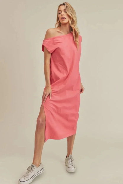 Aemi + Co Side Slit Round Neck Sleeveless Midi Dress - VILLA FASHION