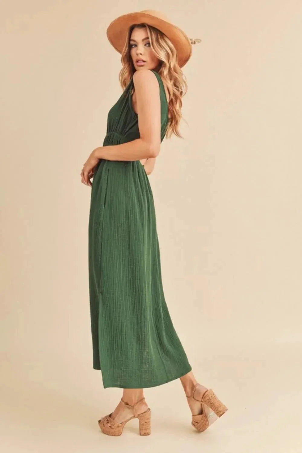 Aemi + Co Side Slit Round Neck Sleeveless Tank Dress - VILLA FASHION