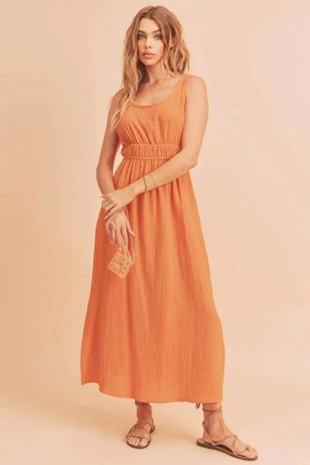 Aemi + Co Side Slit Round Neck Sleeveless Tank Dress - VILLA FASHION