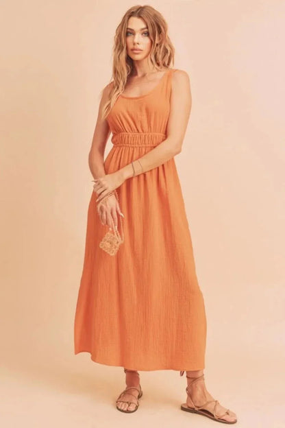 Aemi + Co Side Slit Round Neck Sleeveless Tank Dress - VILLA FASHION