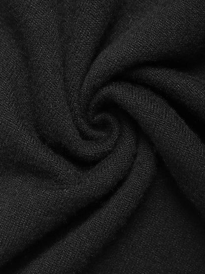 Asymmetrical Contrast Long Sleeve Dress - VILLA FASHION