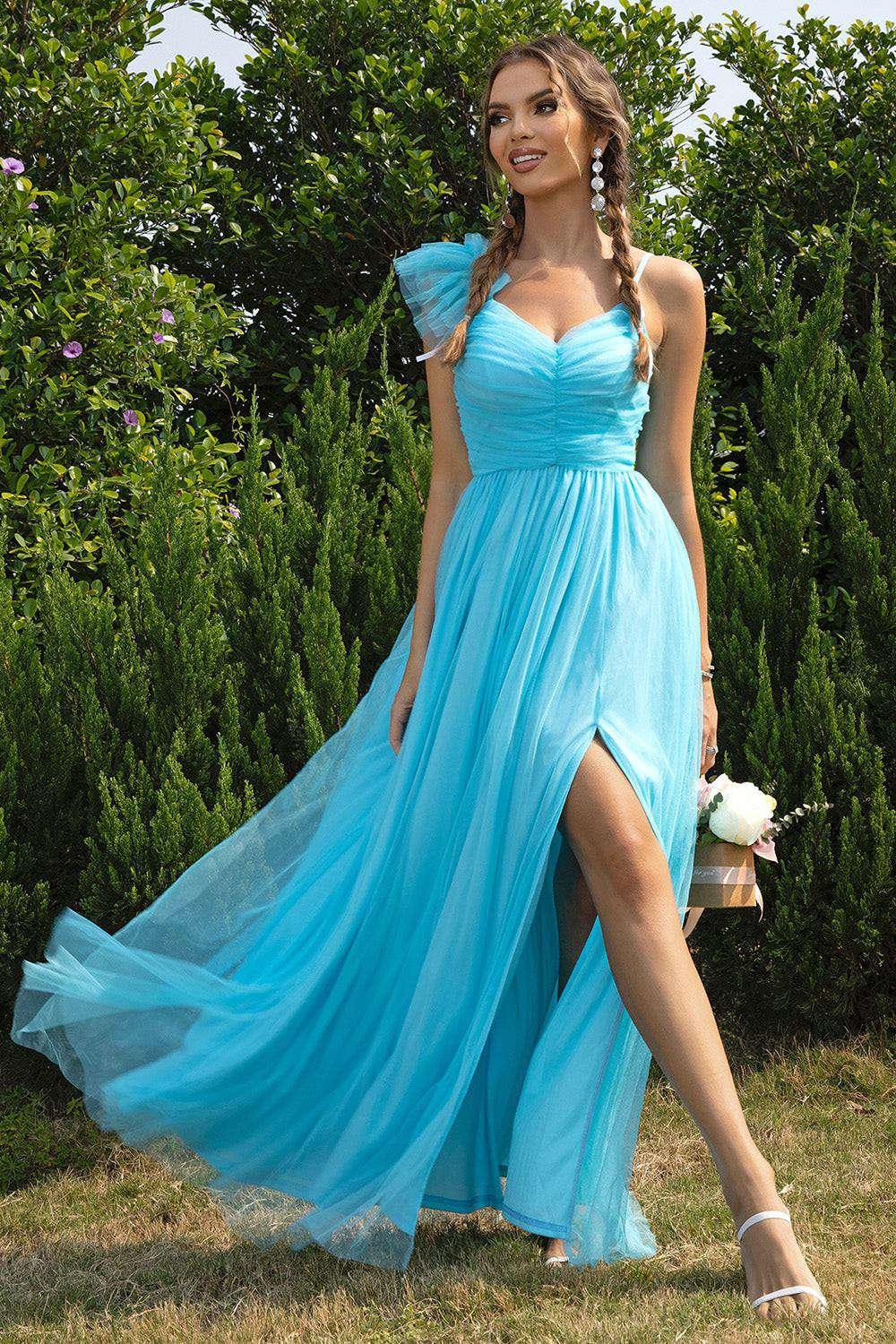 Asymmetrical Ruched Slit Dress - VILLA FASHION
