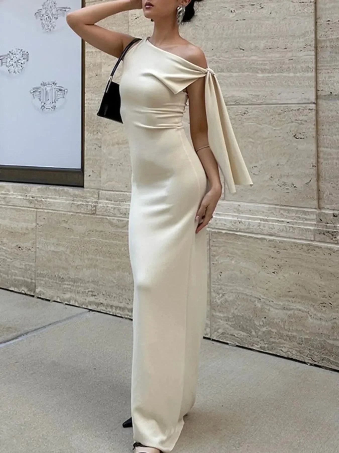 Asymmetrical Tied Sleeveless Maxi Dress - VILLA FASHION