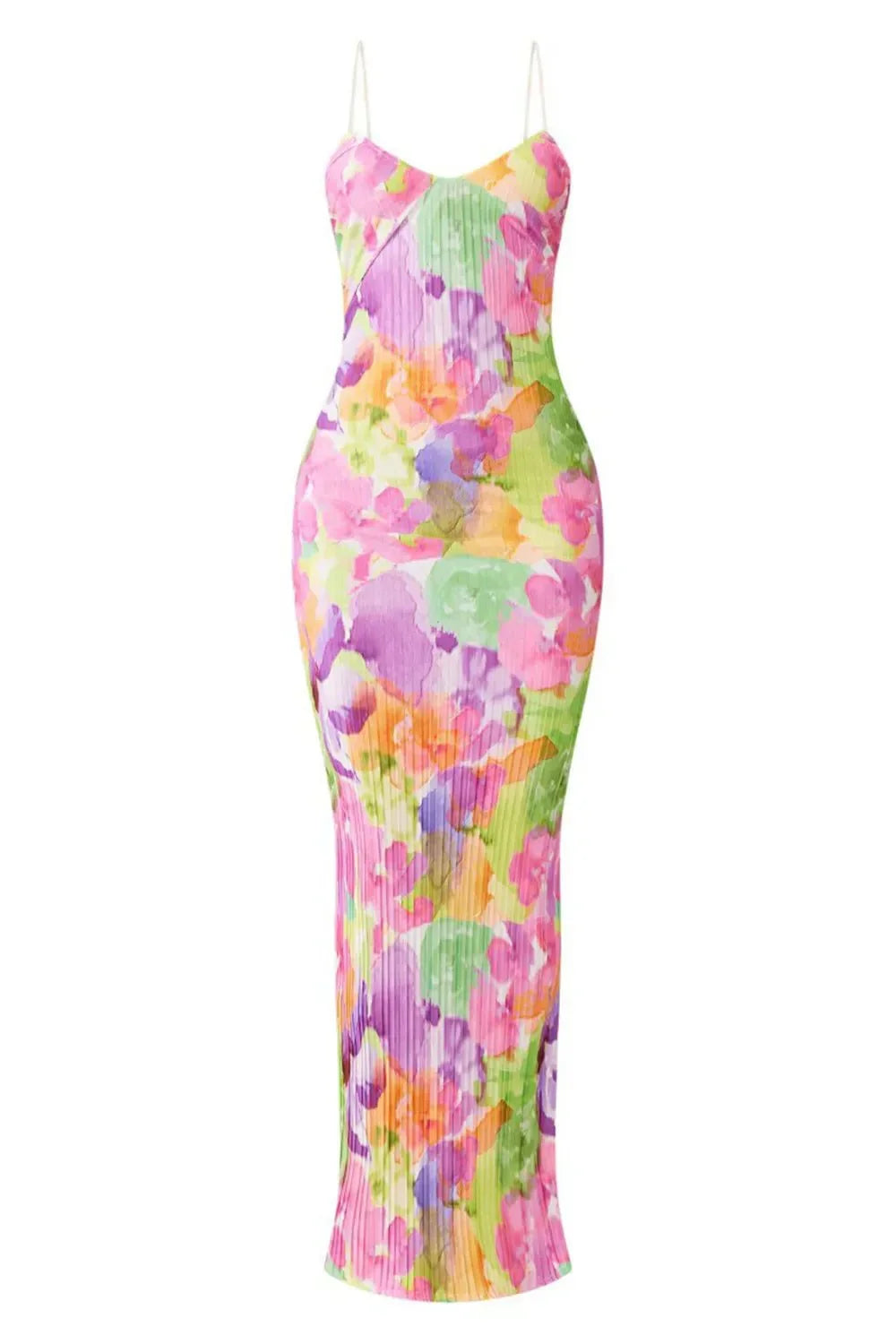 Backless Printed Maxi Cami Dress - VILLA FASHION