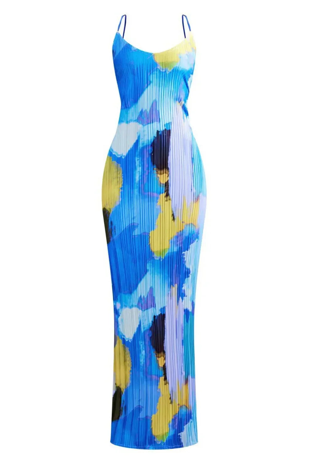 Backless Printed Maxi Cami Dress - VILLA FASHION