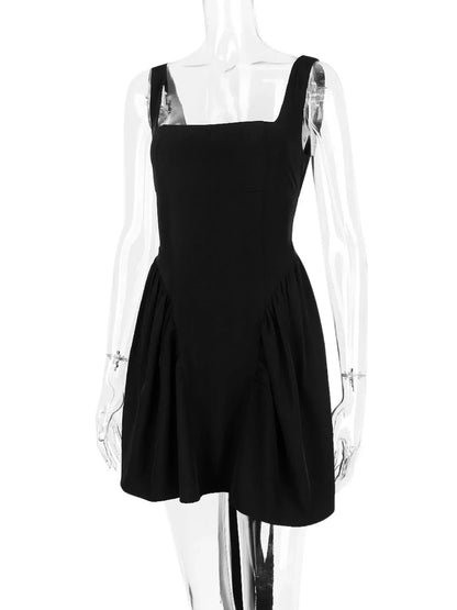 Backless Square Neck Mini Dress - VILLA FASHION