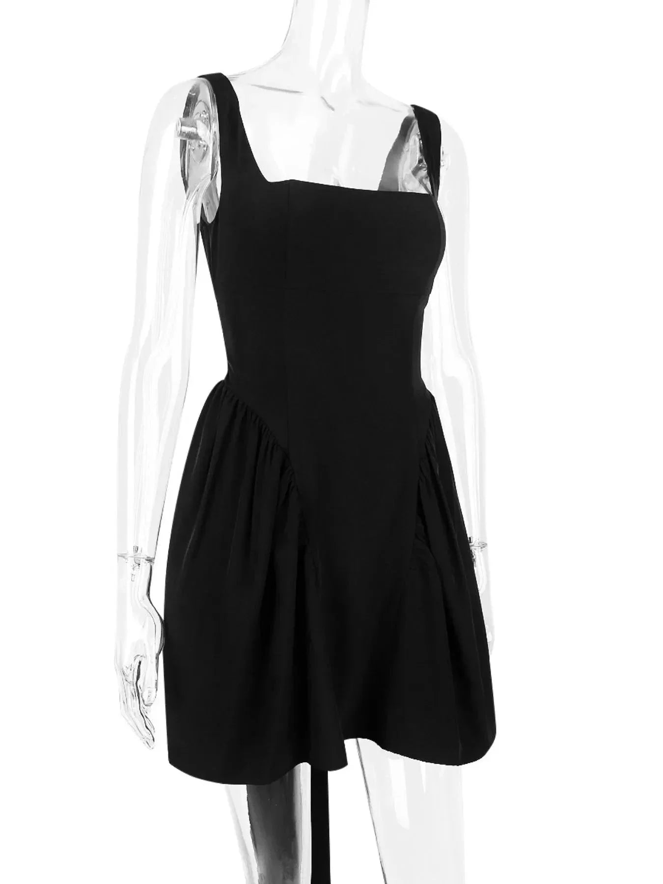 Backless Square Neck Mini Dress - VILLA FASHION