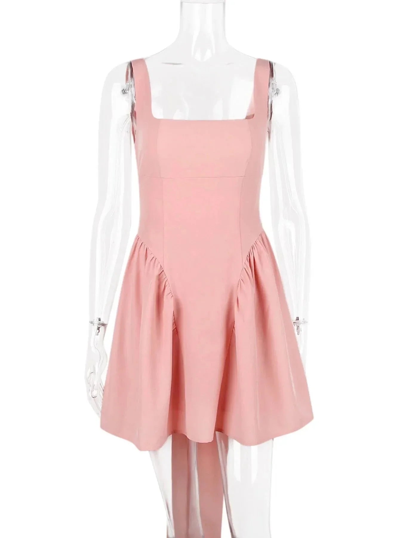 Backless Square Neck Mini Dress - VILLA FASHION