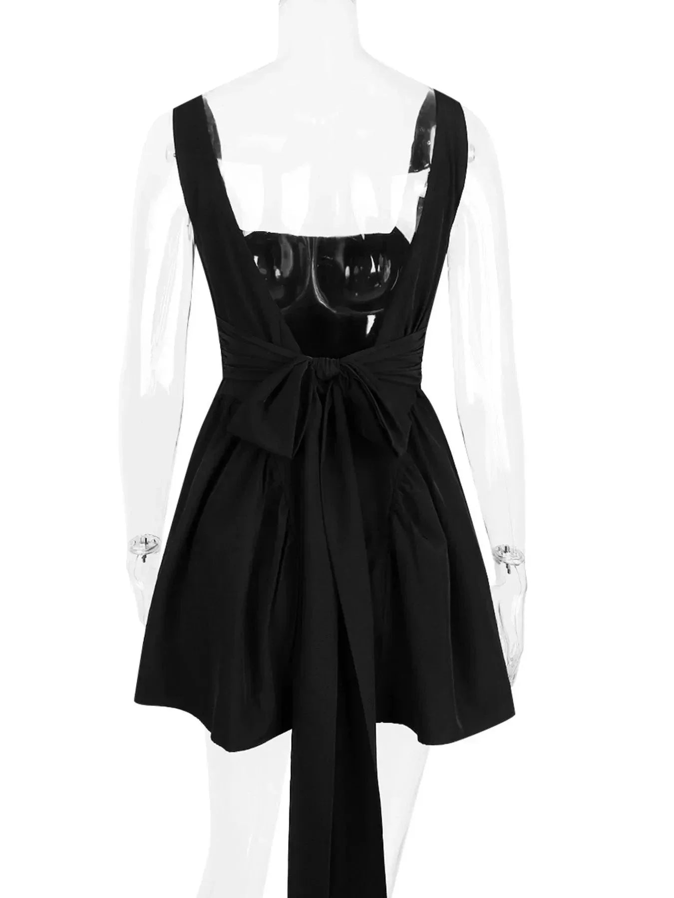 Backless Square Neck Mini Dress - VILLA FASHION