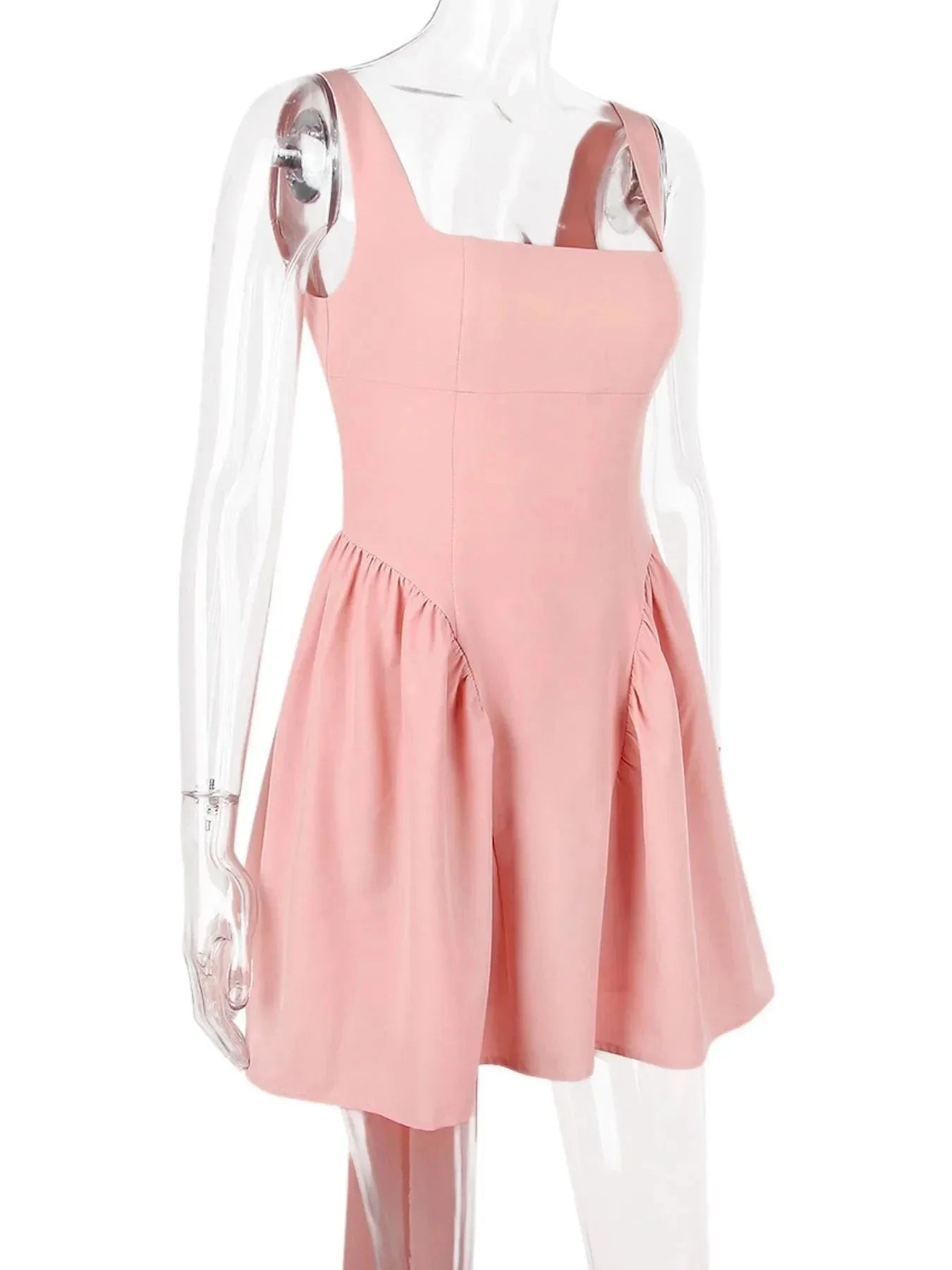 Backless Square Neck Mini Dress - VILLA FASHION