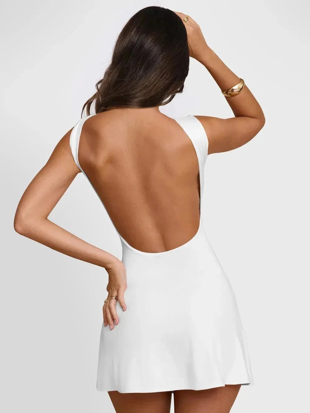 Backless Wide Strap Mini Dress - VILLA FASHION