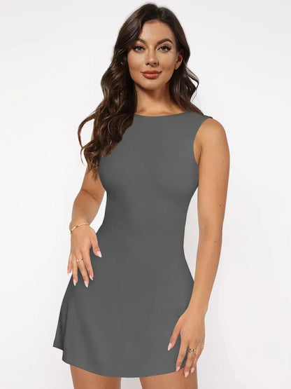 Backless Wide Strap Mini Dress - VILLA FASHION