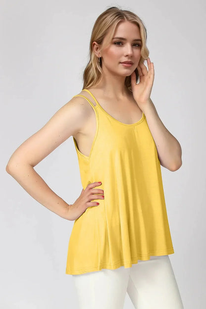 Basic Bae Bamboo Scoop Neck Double Spaghetti Straps Cami - VILLA FASHION