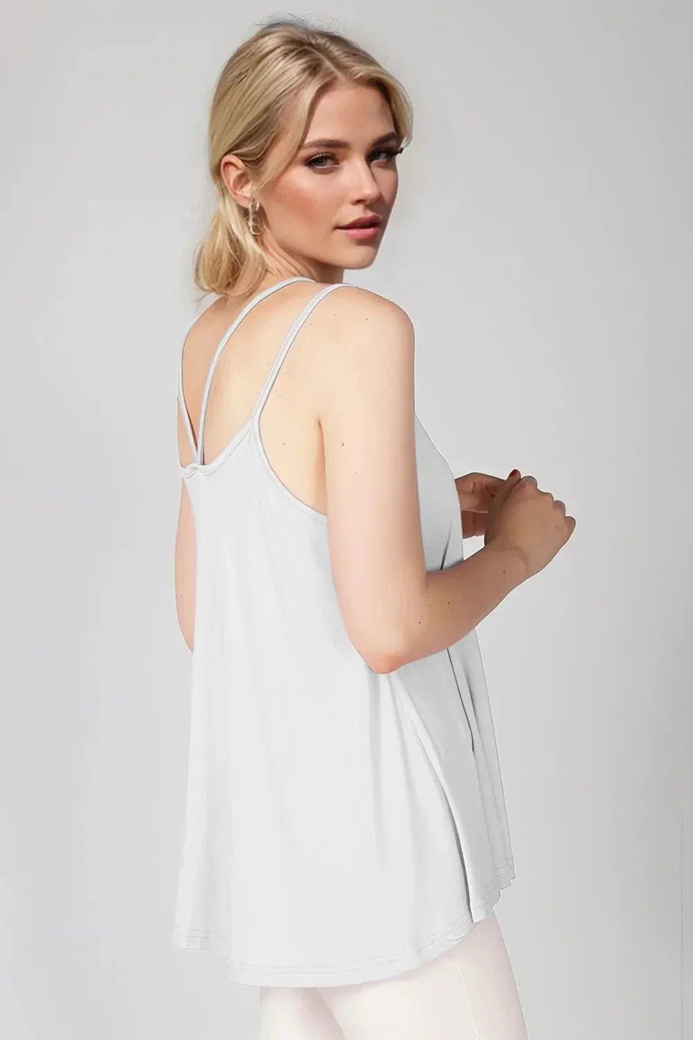 Basic Bae Bamboo Scoop Neck Double Spaghetti Straps Cami - VILLA FASHION