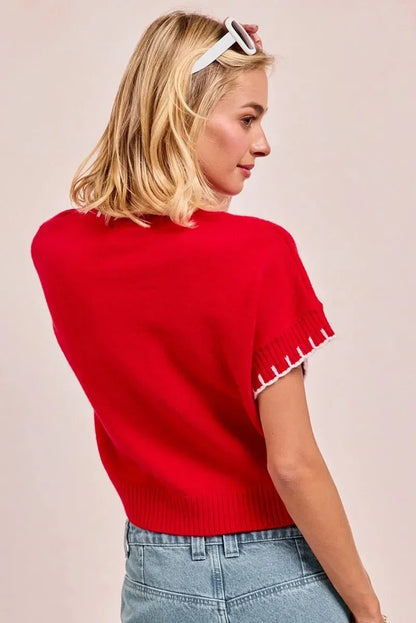 BiBi Gameday Sequin Football Embroidered Stitch Sweater - VILLA FASHION