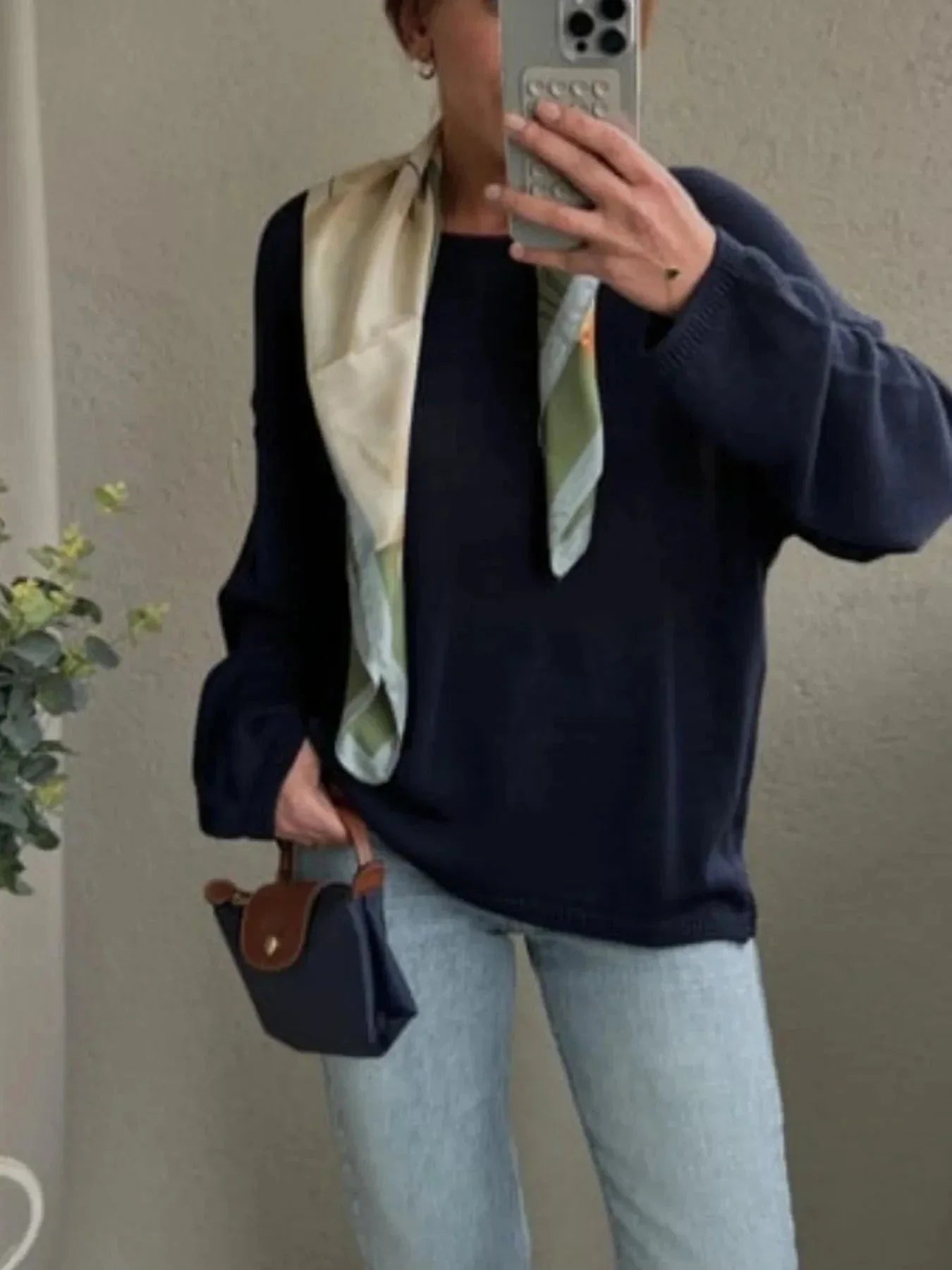 Boat Neck Drop Shoulder Sweater - VILLA FASHION