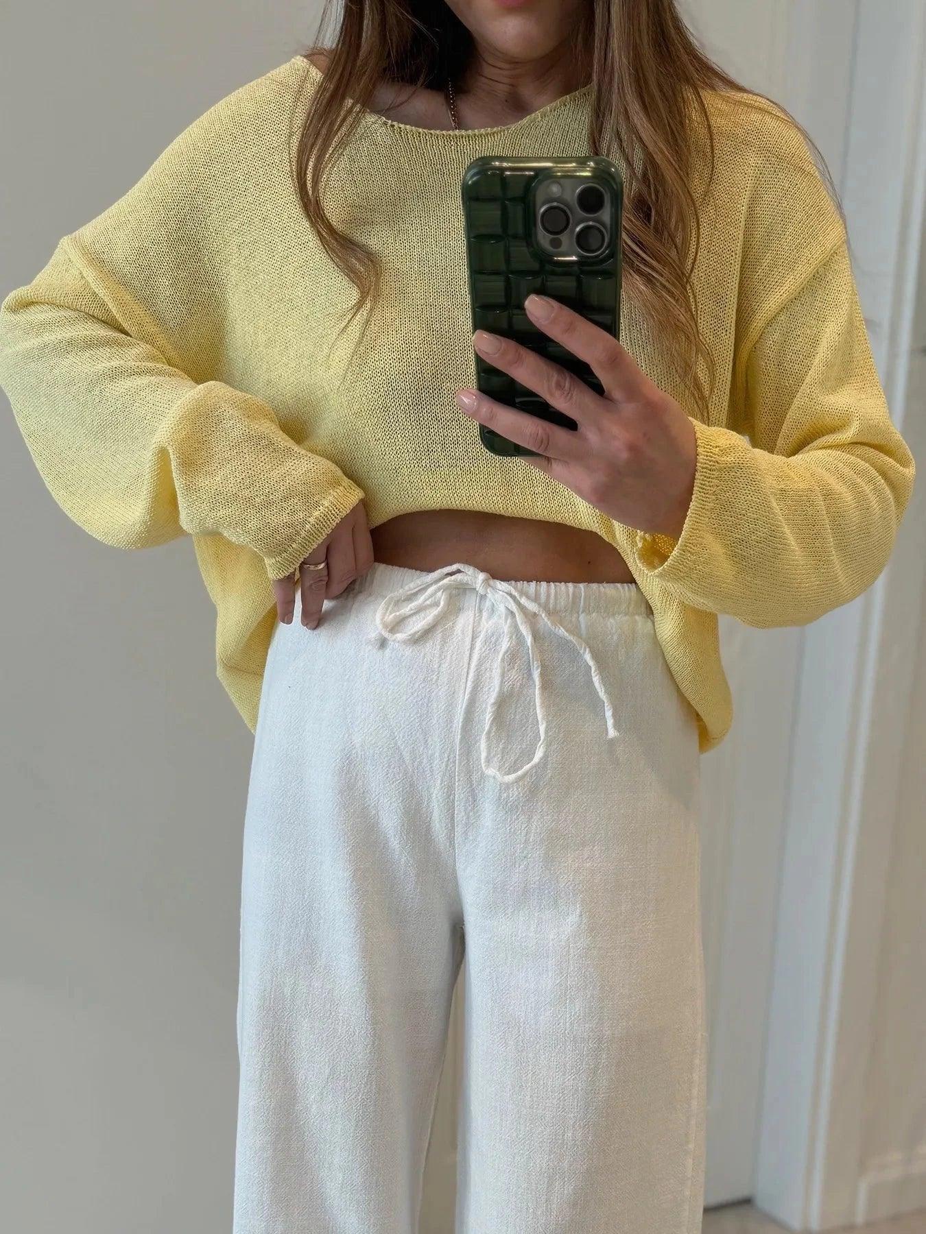 Boat Neck Drop Shoulder Sweater - VILLA FASHION